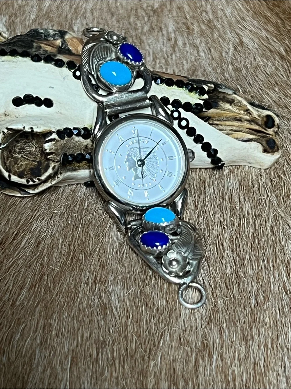 Vintage Sterling silver  women’s running beat Robert Becenti liberty watch